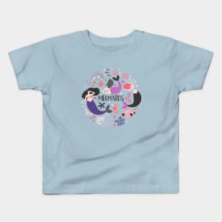 Mermaids doodle ocean animals Kids T-Shirt